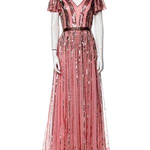 Mac duggal pink and silver gown